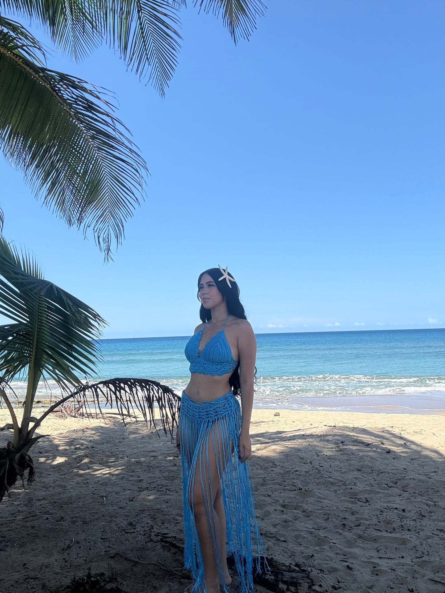 Set macramé azul cielo