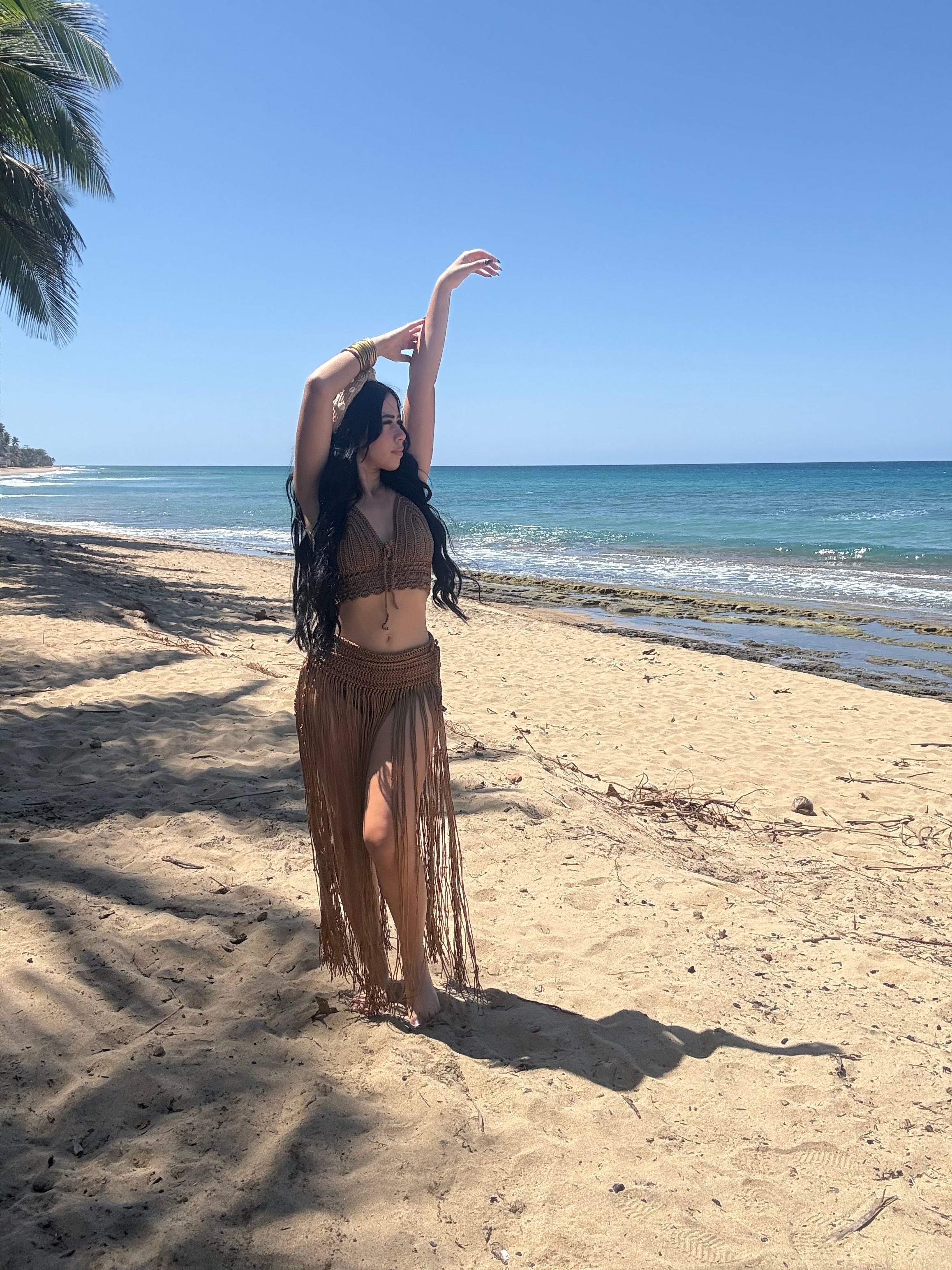Set macramé marrón