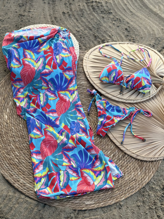 Set “Flora del Trópico” – Bikini + Pareo