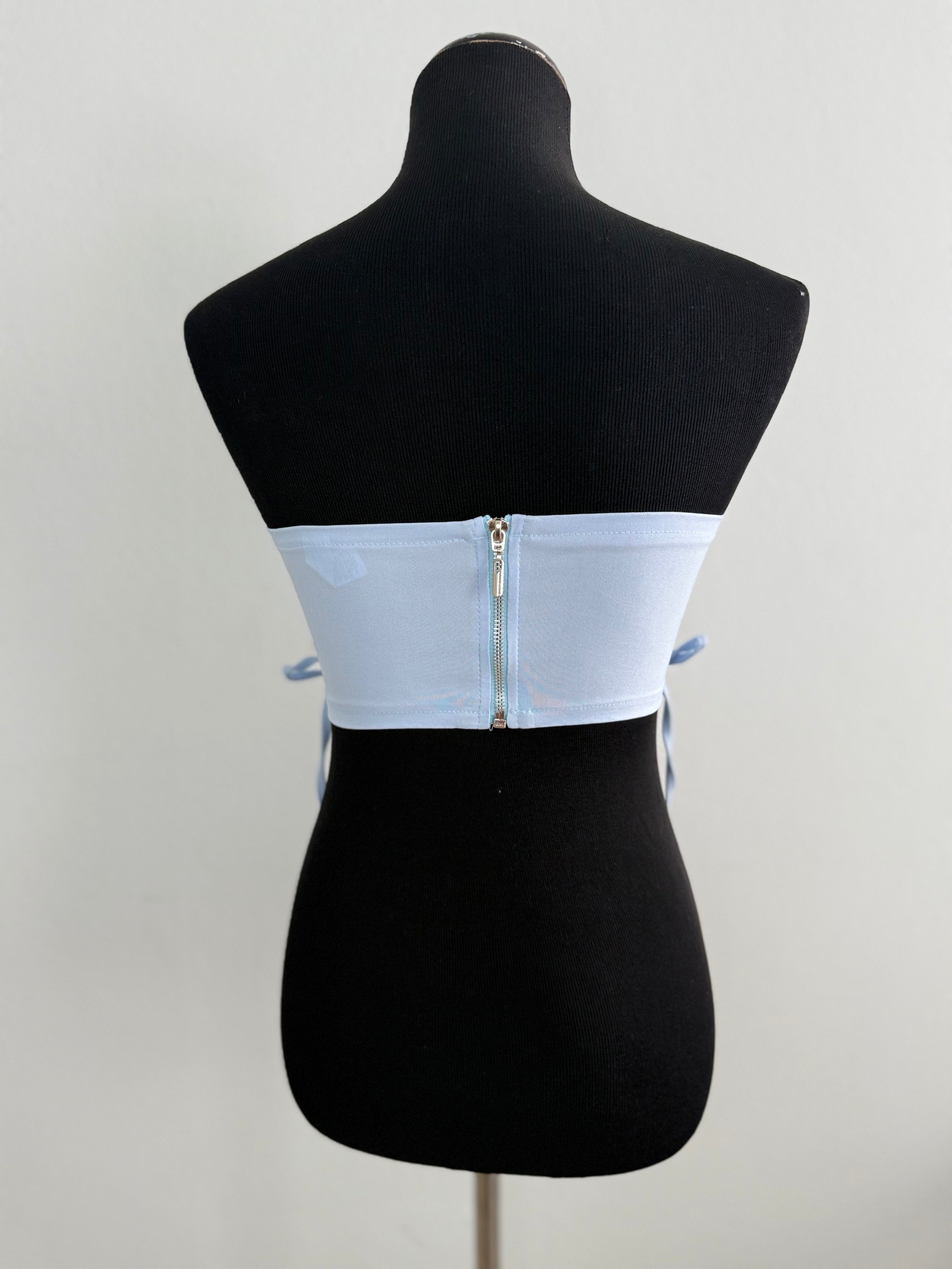 Corset strapless azul cielo