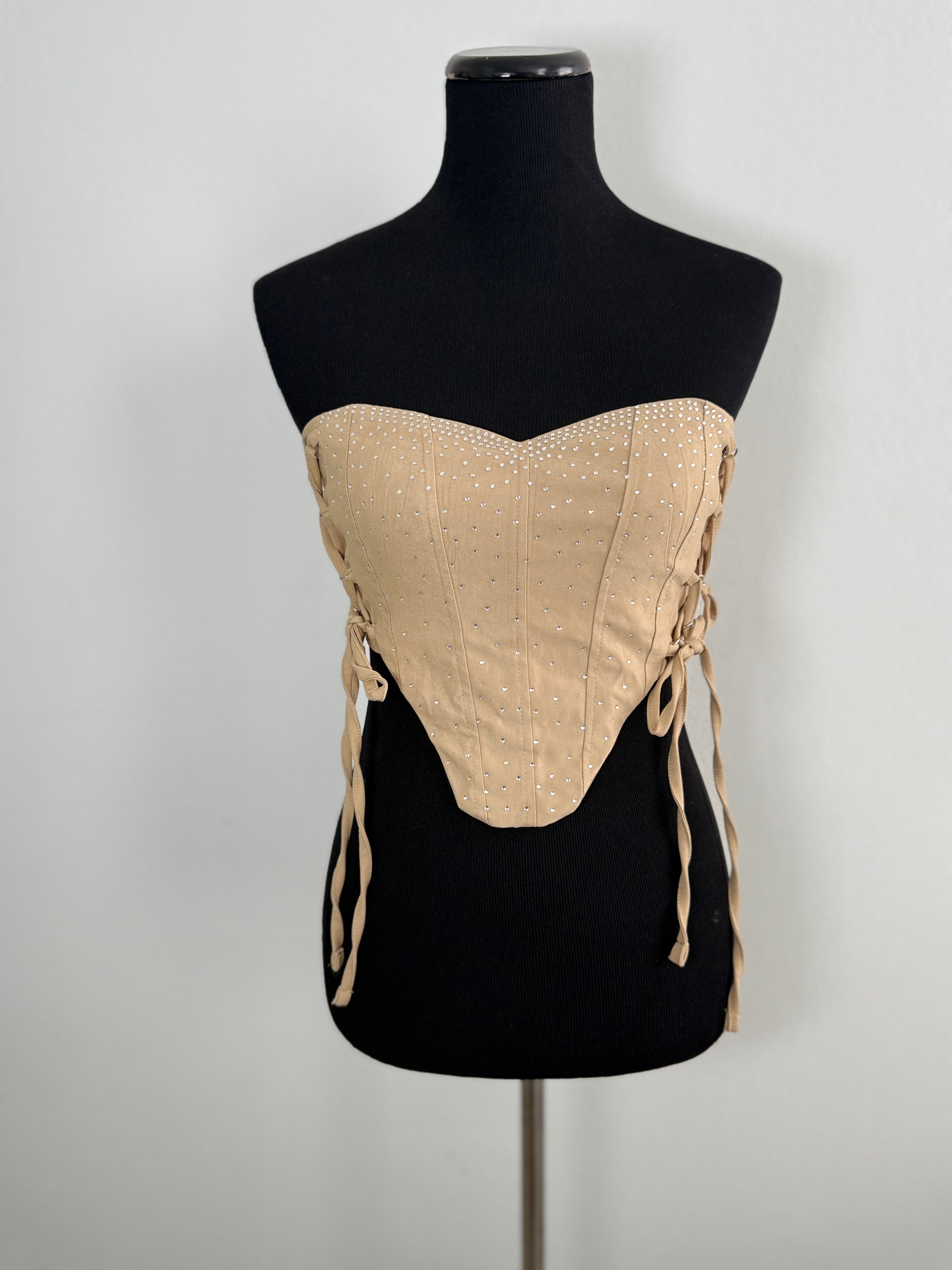 Corset strapless beige natural