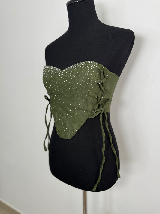 Corset strapless green olivo